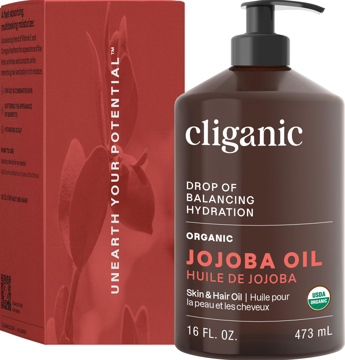Cliganic Organic Jojoba Oil 16 oz close-up of texture