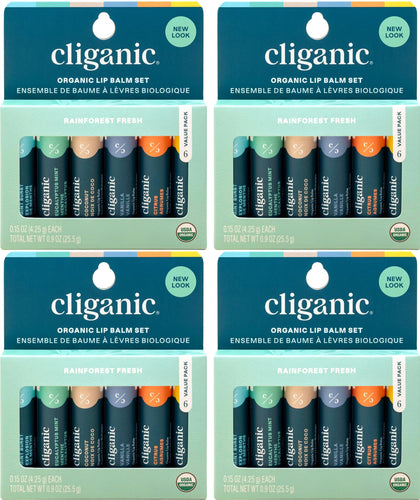 Cliganic Organic Lip Balm Set packaging with 24 tubes