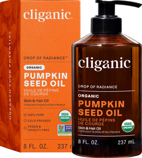 Cliganic Organic Pumpkin Seed Oil front view with pump