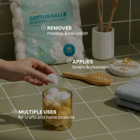 Cliganic Organic Super Jumbo Cotton Balls showing eco-friendly packaging
