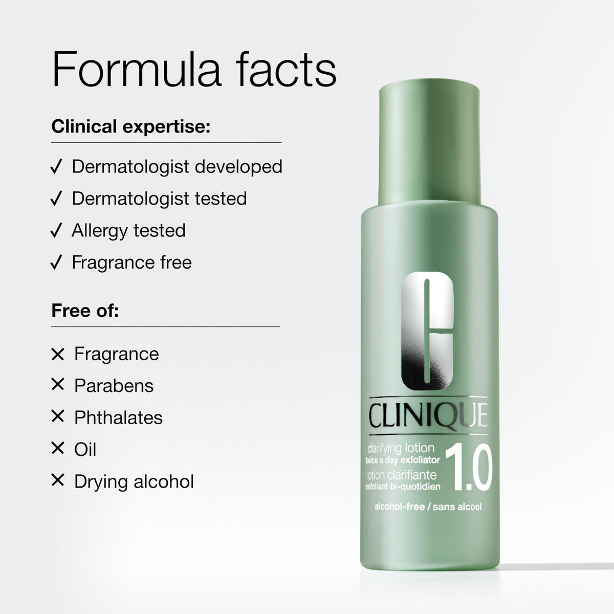 Clinique Clarifying Lotion 1.0 in hand demonstrating usage