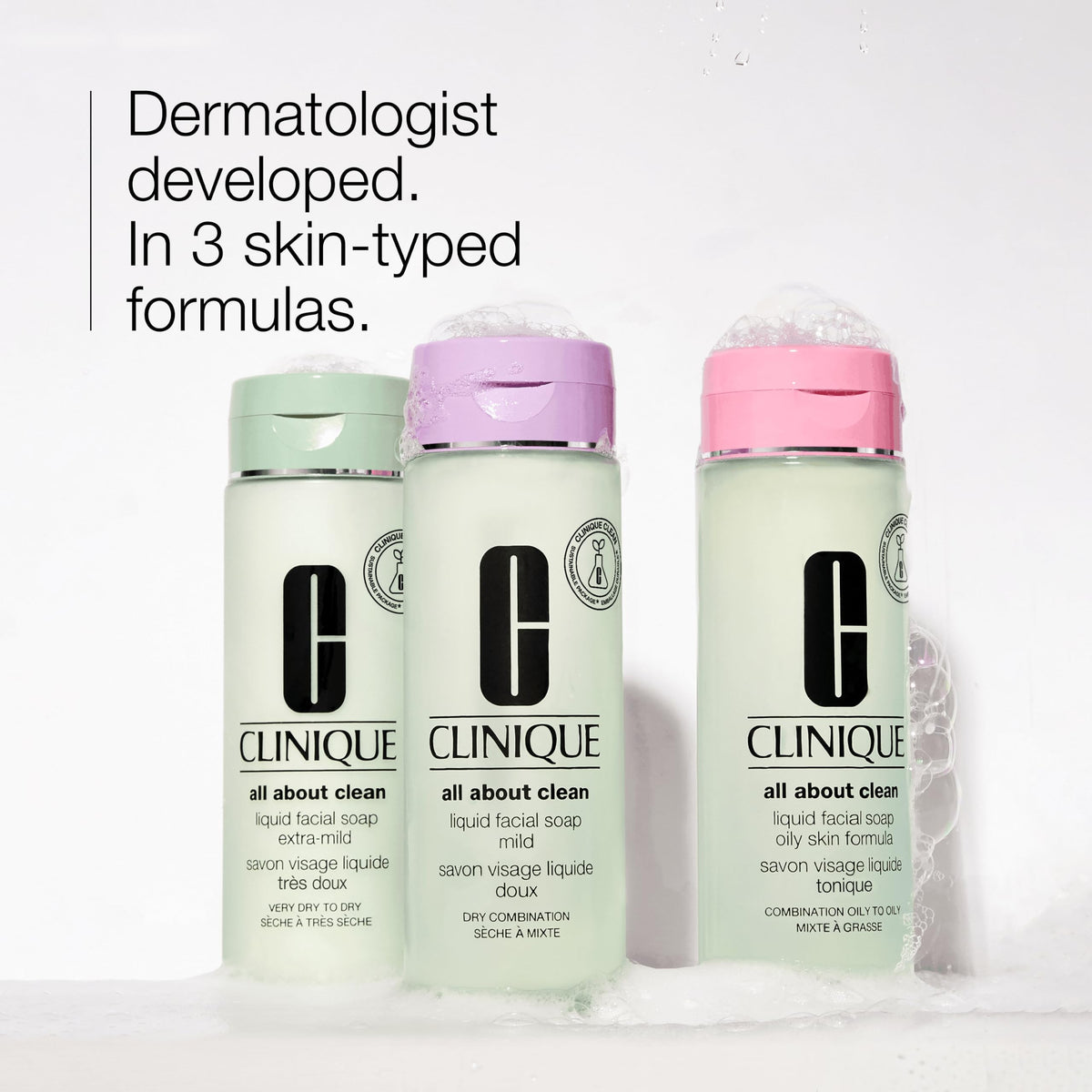 Clinique Liquid Facial Cleanser 6.7 Fl Oz on a bathroom counter