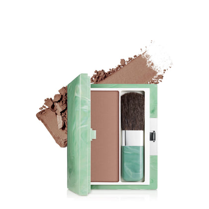 Clinique Soft-Pressed Powder Blusher Totally Tawny front view with brush applicator