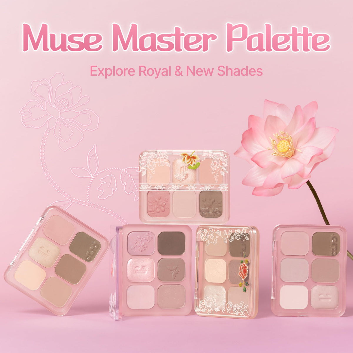 CLIO Muse Master Eyeshadow Palette showing soft pink shades