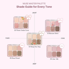 CLIO PROFESSIONAL Muse Master Eyeshadow Palette swatches on skin