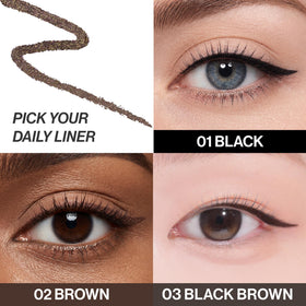 CLIO PROFESSIONAL Sharp So Simple Waterproof Pencil Liner 2mm Cacao Brown on makeup table
