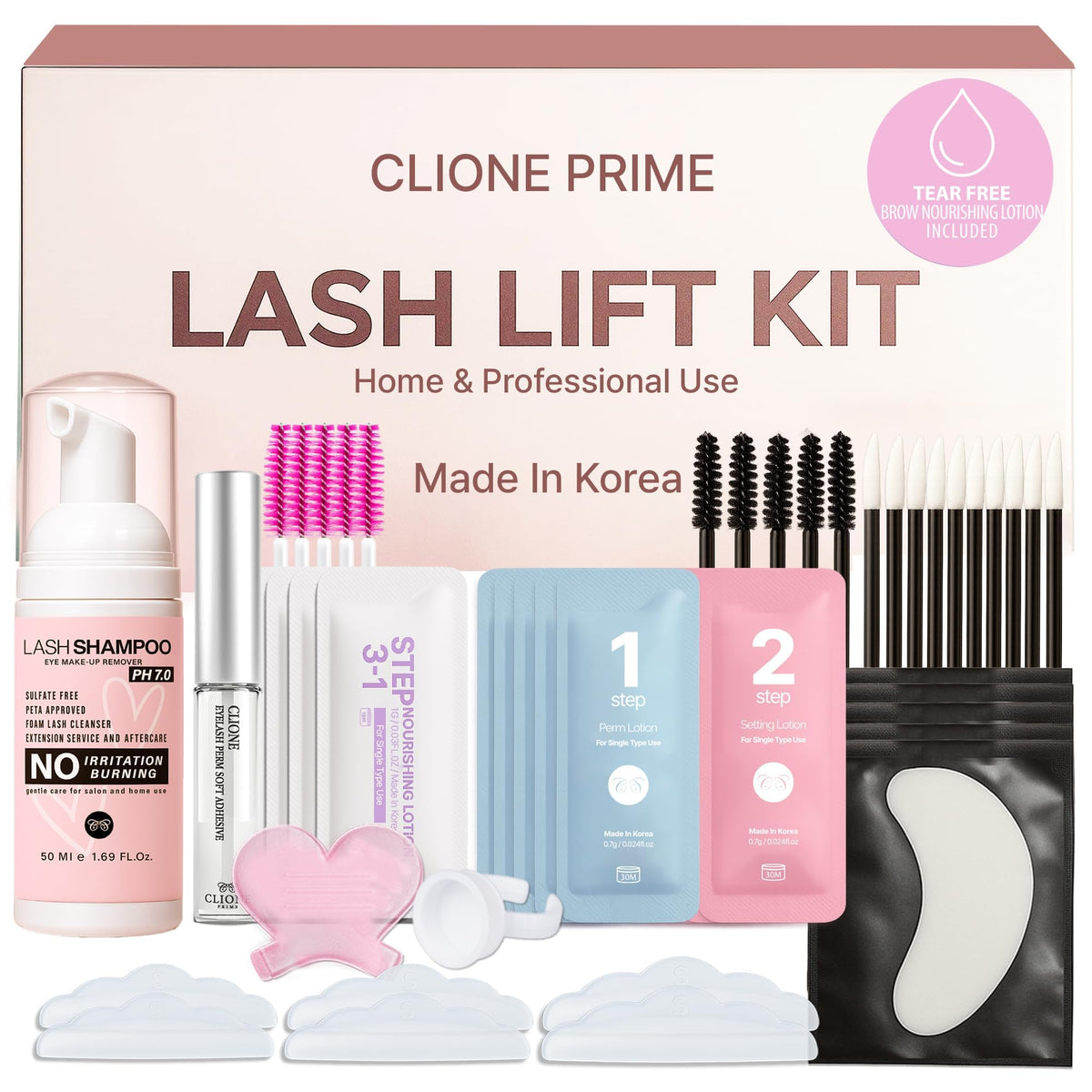 CLIONE Korean Lash Lift Kit front view with packaging