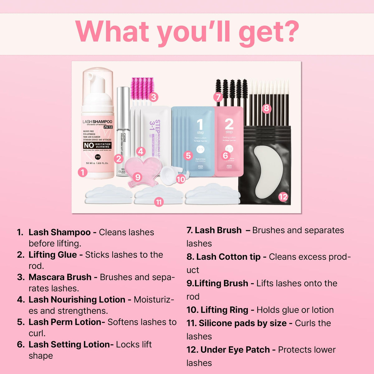 CLIONE Korean Lash Lift Kit single-use sachets