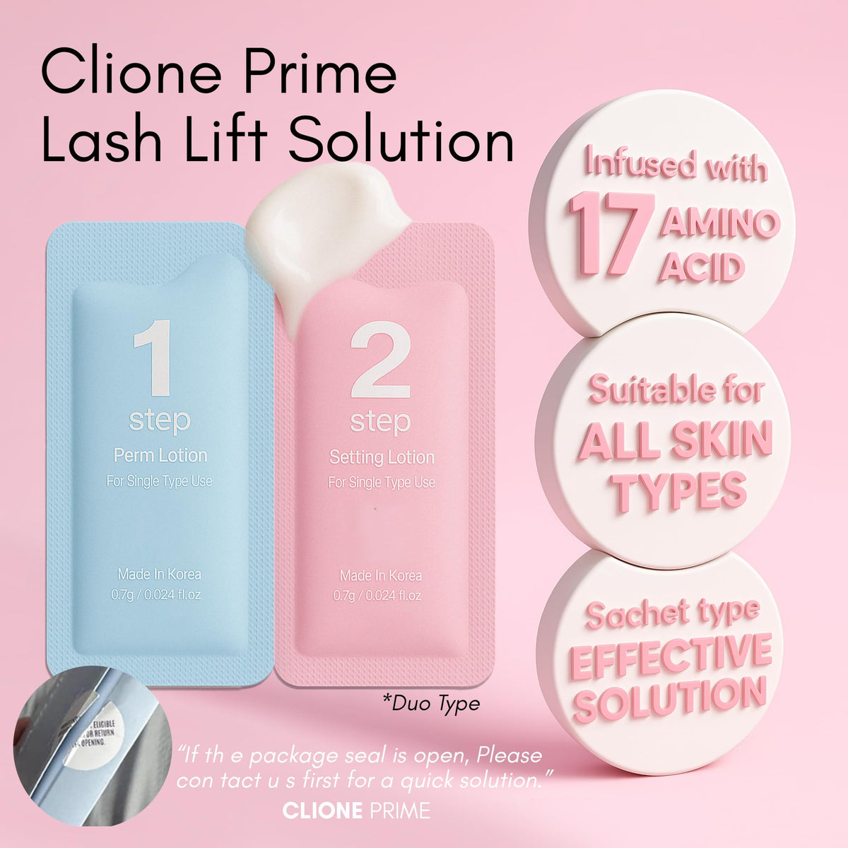 CLIONE lash lift kit in use on eyelashes