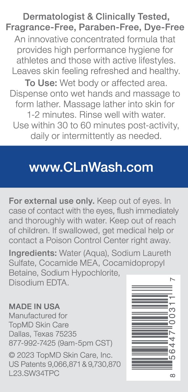 CLn SportWash 3.4 fl. oz. bottle back view