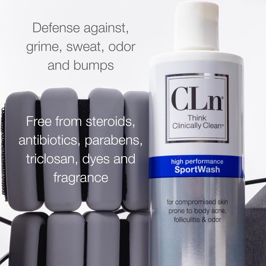 CLn SportWash on a bathroom shelf