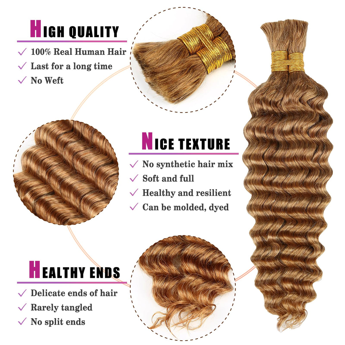 CLong Deep Wave Hair Extensions close-up of texture