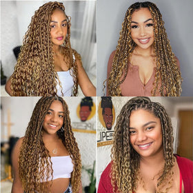 CLong Deep Wave Hair Extensions displayed with accessories