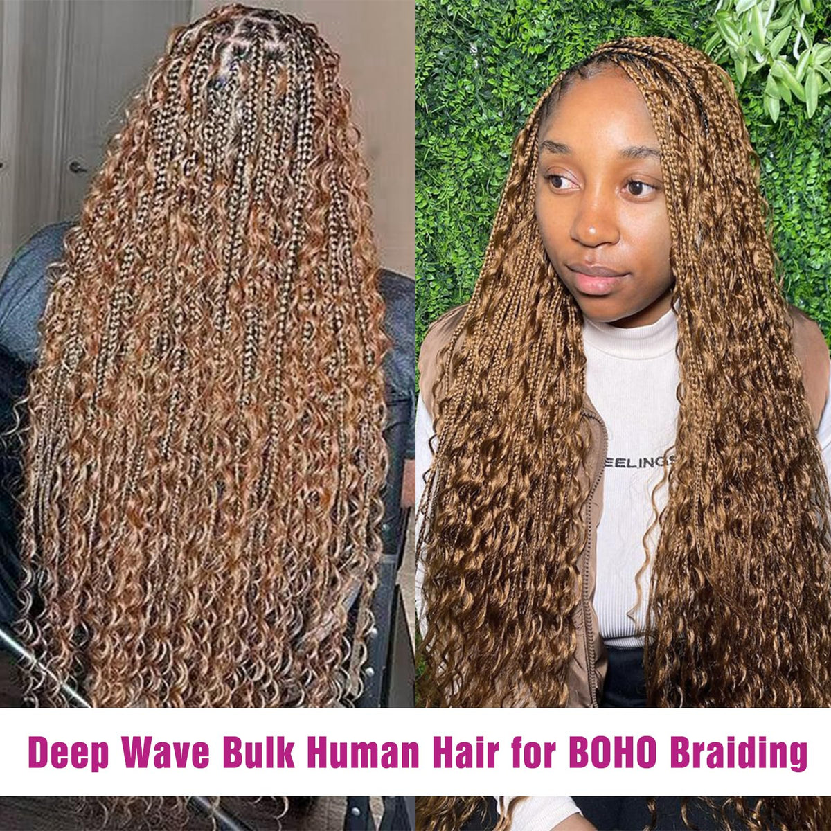 CLong Deep Wave Hair Extensions in natural light