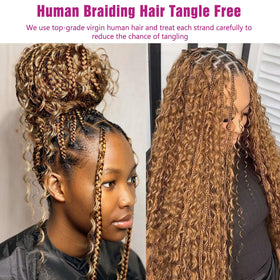 CLong Deep Wave Hair Extensions styled in boho braids
