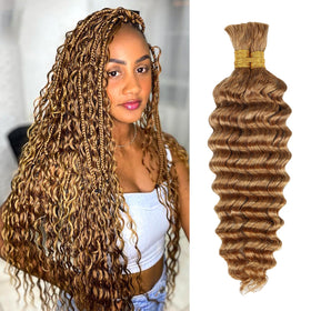 CLong Deep Wave Human Braiding Hair Extensions 24 Inch #27 front view