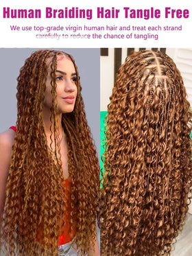 CLong Light Brown Human Braiding Hair Deep Wave packaging
