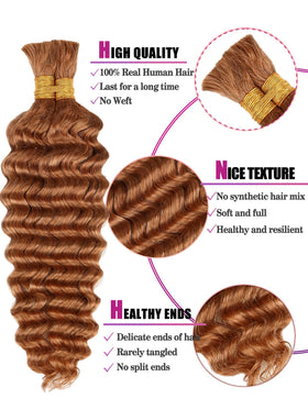 CLong Light Brown Human Braiding Hair Deep Wave styled in boho braids