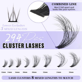 Close-up of 12-25mm individual lash clusters from Yaiseiko