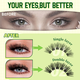 Close-up of 144 cluster lashes in varying lengths