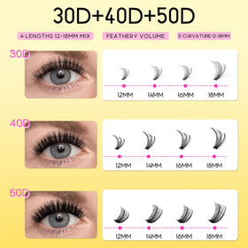Close-up of 30D lash clusters in HEYWINK kit