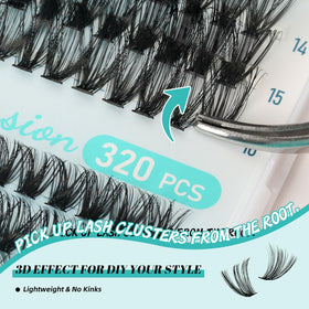 Close-up of 40D and 50D D Curl lashes in AMZGIRL kit