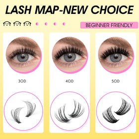 Close-up of 50D lash clusters in HEYWINK kit
