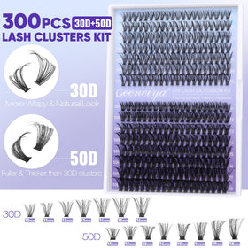 Close-up of 50D lashes in various lengths from the kit