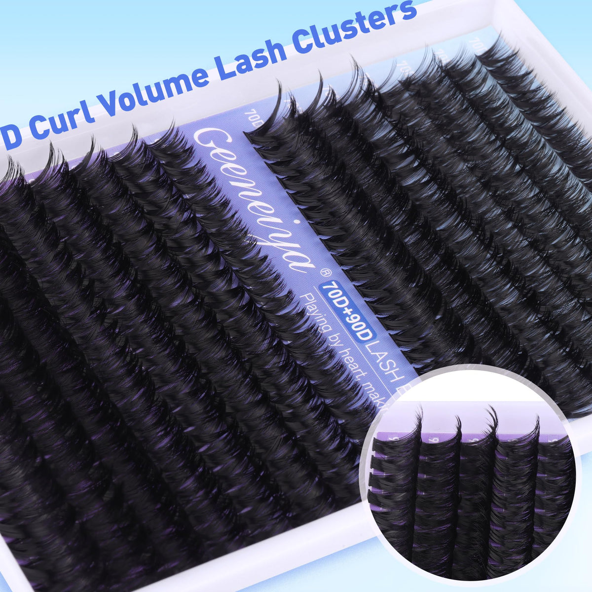 Close-up of 70D and 90D lash clusters
