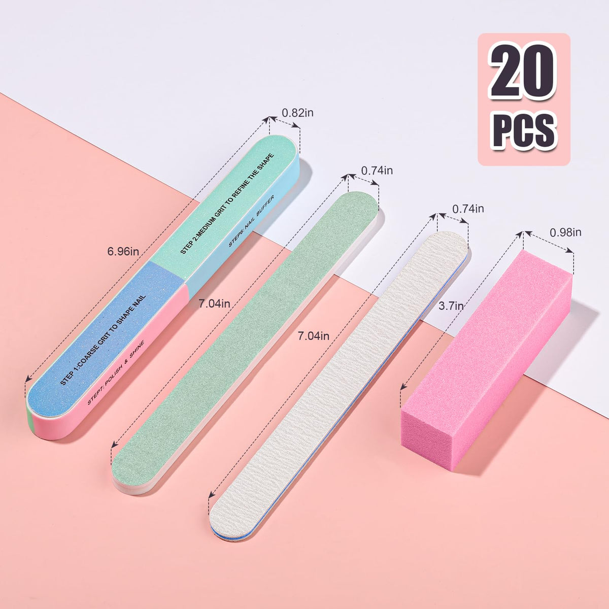 Close-up of 8PCS Sponge Nail Buffer Blocks in various colours