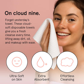 Close-up of a single grace & stella disposable face towel