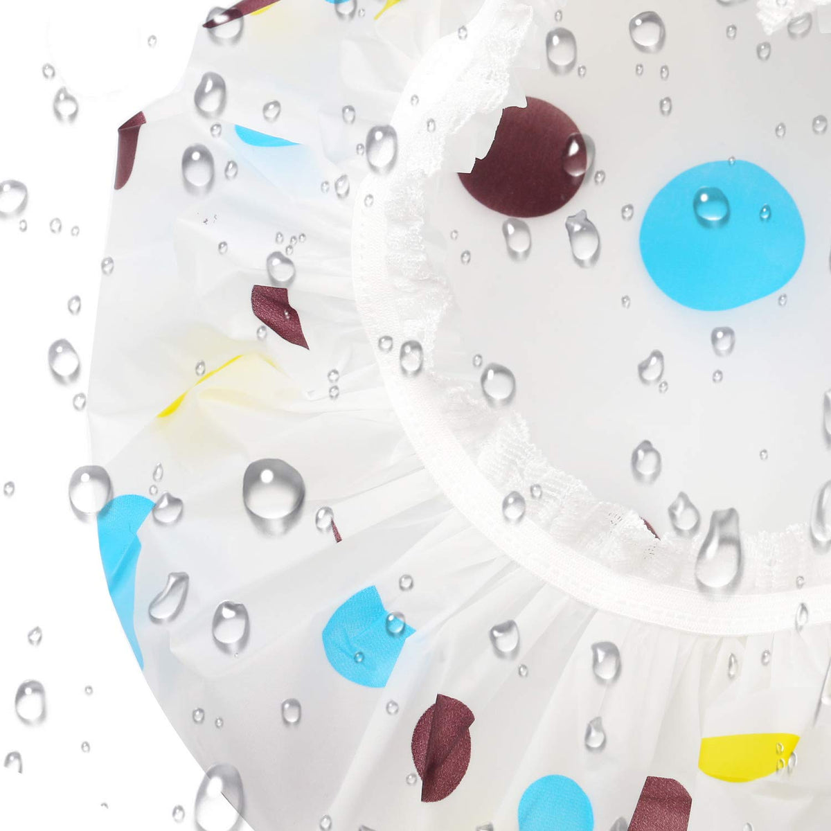 Close-up of a waterproof shower cap from Pengxiaomei