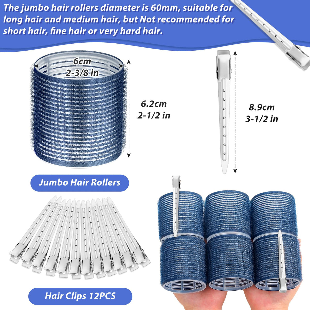 Close-up of Acejoz hair rollers showing size and texture