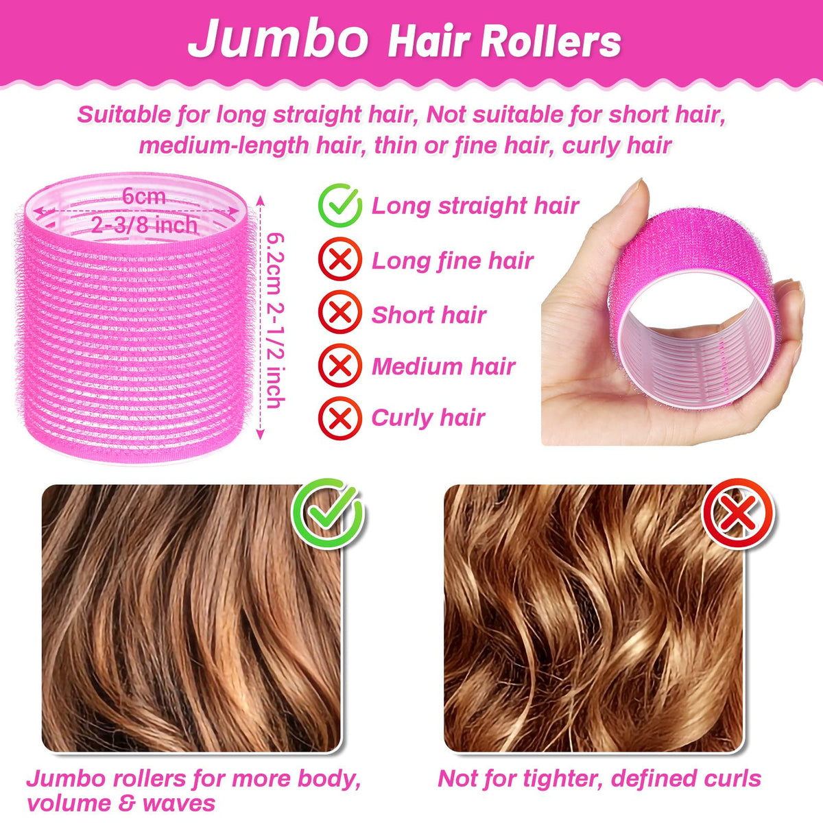 Close-up of Acejoz Jumbo Hair Roller with stainless steel clip