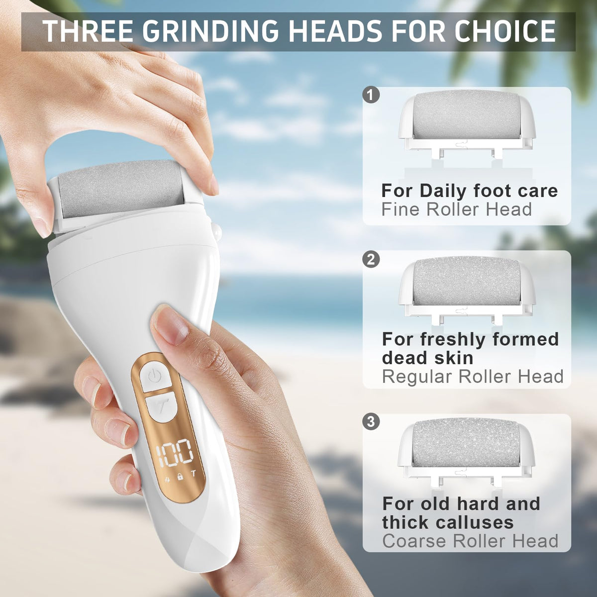 Close-up of AdamPark Electric Callus Remover LED display