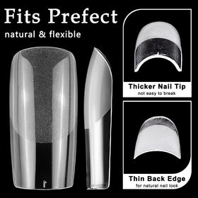 Close-up of AddFavor clear square nail tips