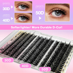 Close-up of AILAISHI lash clusters showing ultra-thin black band