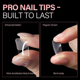 Close-up of AILLSA fake nail tips with half matte finish