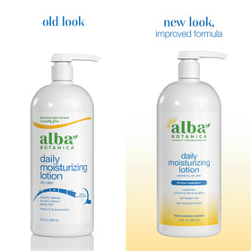 Close-up of Alba Botanica lotion bottle with shea butter