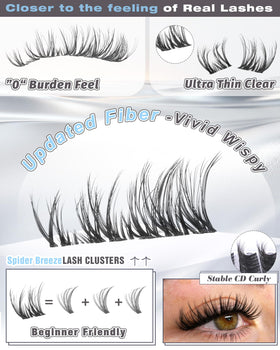 Close-up of ALICE Wispy Lash Clusters showing 10-14mm lengths