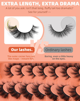 Close-up of ALICROWN Fox Eye False Eyelashes with fluttering tails