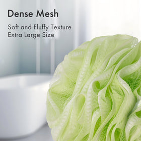 Close-up of AmazerBath Bath Loofah Sponge showing dense mesh texture