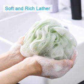 Close-up of AmazerBath loofah sponge showing strong knotting design