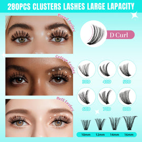 Close-up of AMZGIRL LASH 60D individual lash clusters