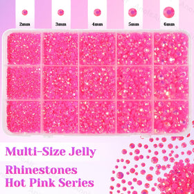 Close-up of AnoleAir hot pink rhinestones in various sizes