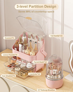 Close-up of Anylady Makeup Organizer transparent drawer