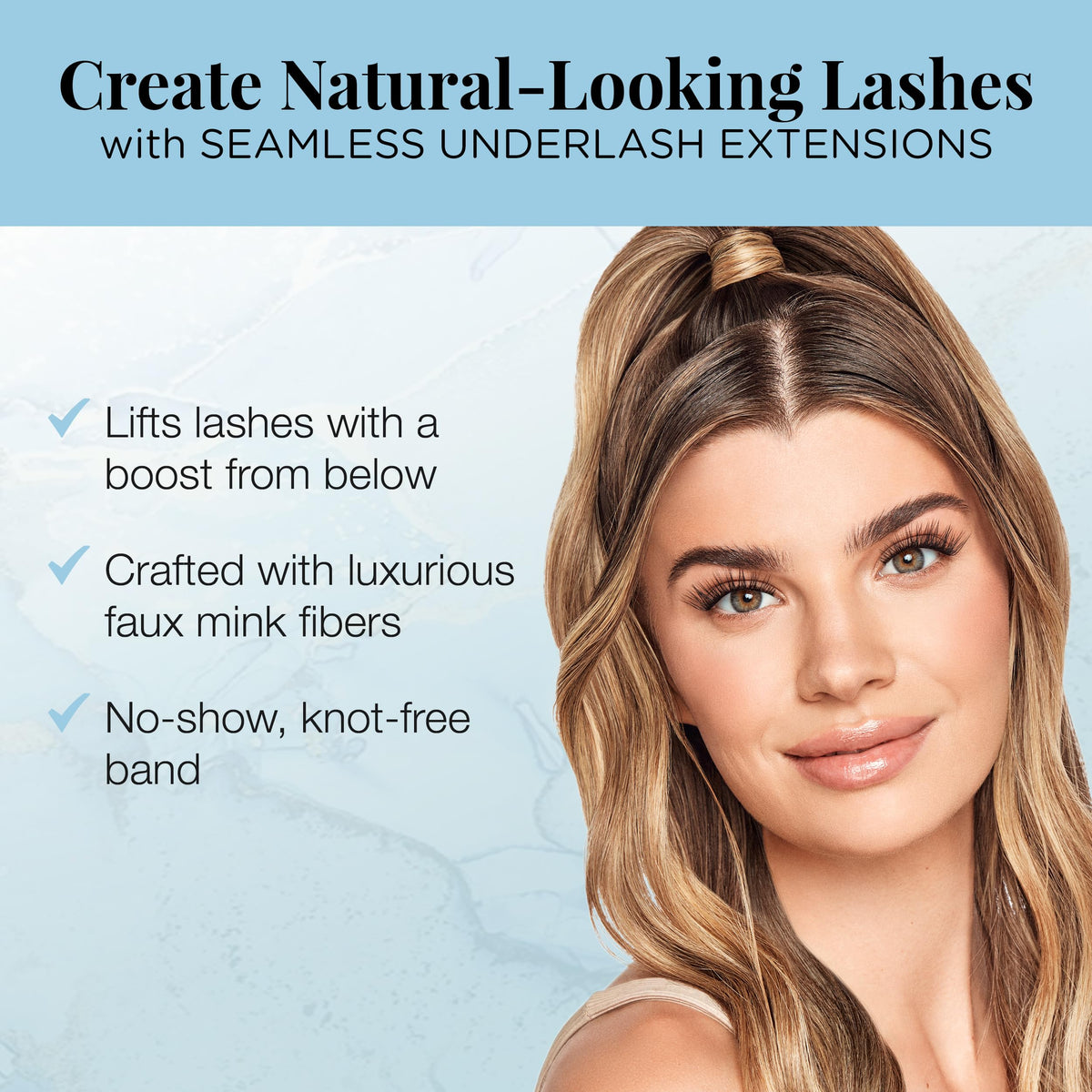Close-up of Ardell Underlash Lash Extensions clusters in various lengths