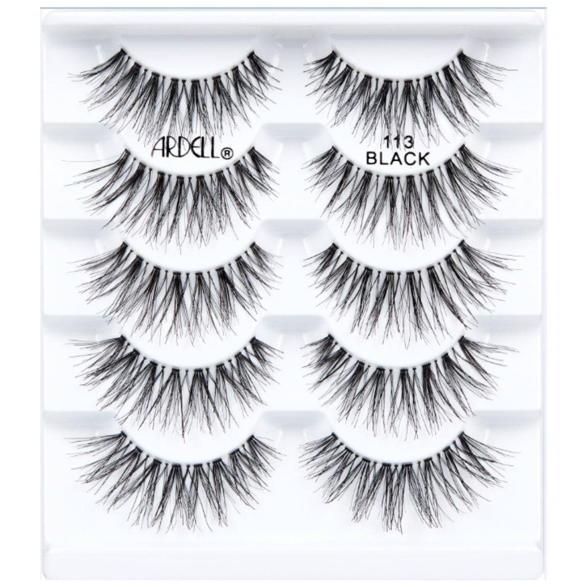 Close-up of Ardell Wispies 113 lashes showing varying lengths