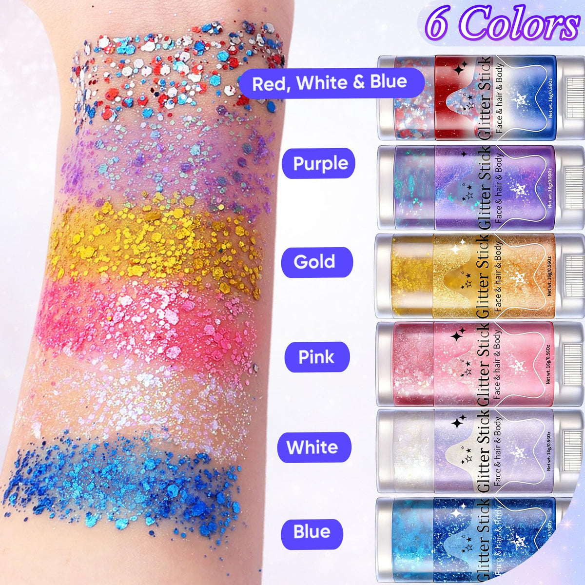 Close-up of AROIC Body Glitter Stick in Gold