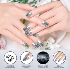 Close-up of Artdone chrome nail powder jar with mirror effect